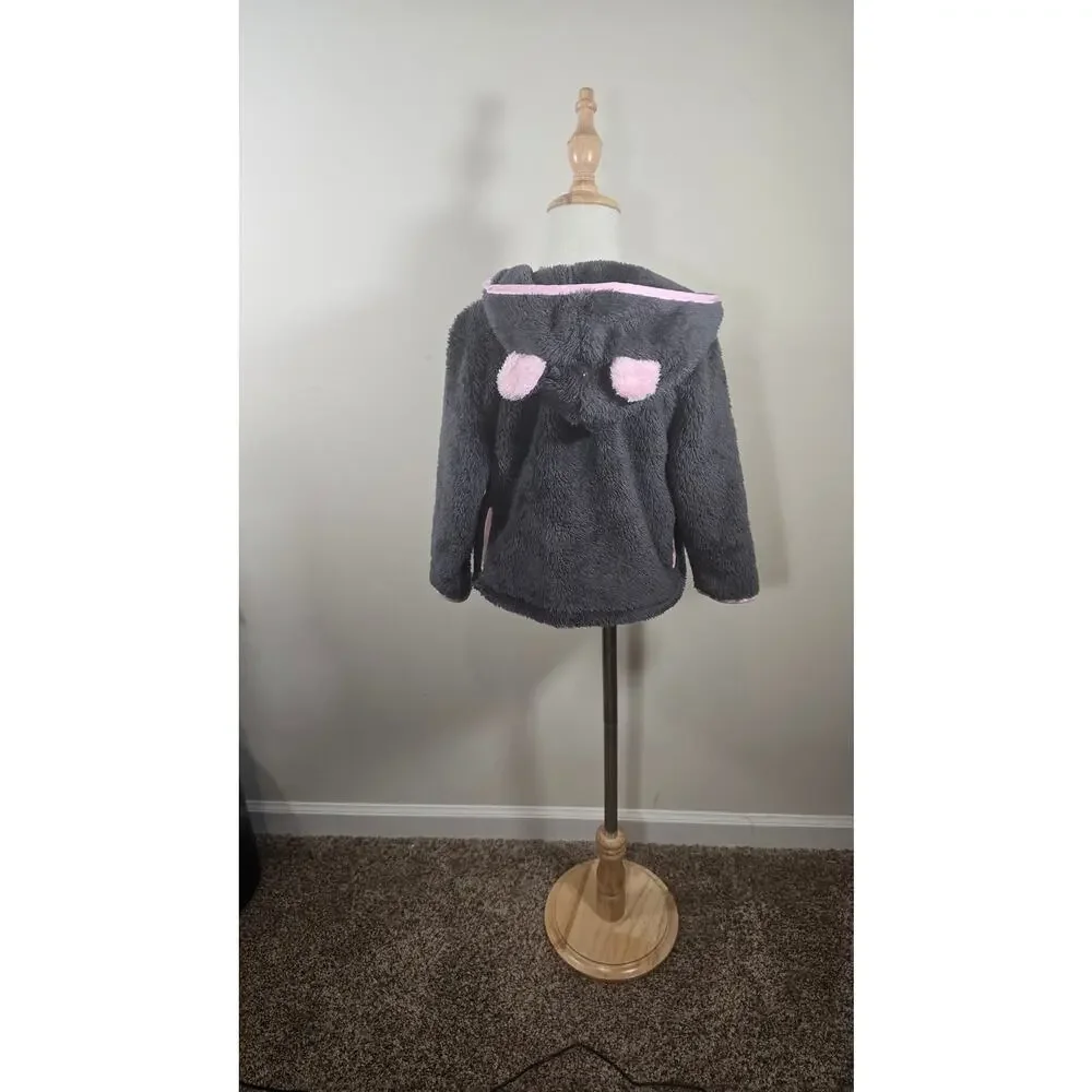 Old Navy Jacket Coat Pink and Grey With Pink Ears on Hood Size 4T